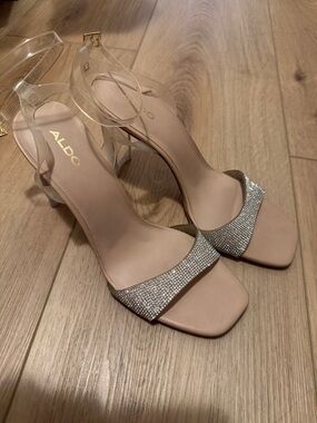 Aldo Crystal Strap Block Heel Sandals